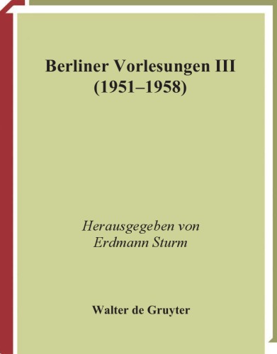 Tillich Paul Gesammelte Werke Erganzungs Und Nachlabande Berliner Vorlesungen Iii 19511958 1st Edition Sturm