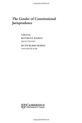 The Gender Of Constitutional Jurisprudence Beverley Baines Ruth Rubiomarin