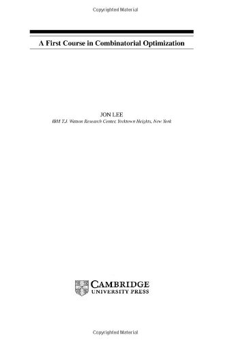A First Course In Combinatorial Optimization Jon Lee