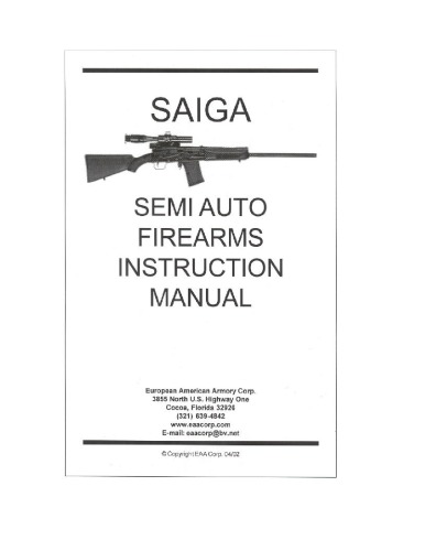 Saiga Semi Auto Firearms Instruction Manual European American Armory Corp