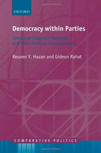 Democracy Within Parties Candidate Selection Methods And Their Political Consequences Comparative Politics Reuven Y Hazan