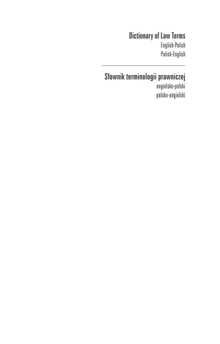 Dictionary Of Law Terms Englishpolish Polishenglish Polish Edition Opracowanie Ewa Myrczek
