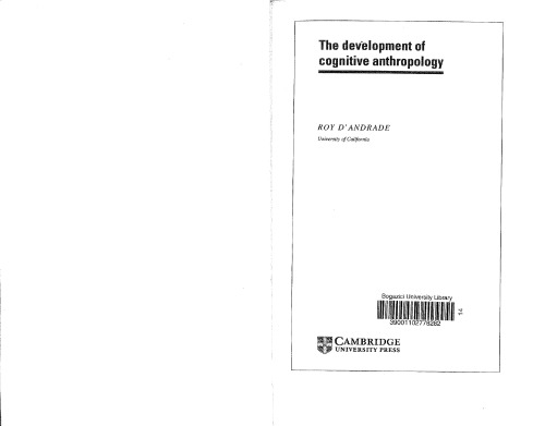 The Development Of Cognitive Anthropology Roy Dandrade