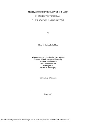 Moses Adam And The Glory Of The Lord In Ezekiel The Tragedian On The Roots Of A Merkabah Text Bunta