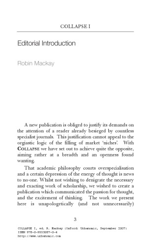 Collapse Philosophical Research And Development Numerical Materialism Robin James Mackay Editor