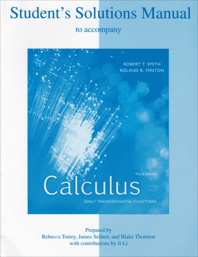 Students Solutions Manual To Accompany Calculus Early Transcendental Functions 3rd Edition Robert T Smith