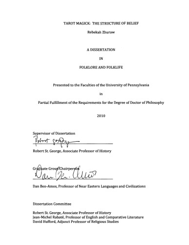 Tarot Magick The Structure Of Belief Phd Dissertation Zhuraw