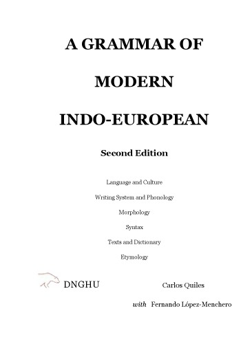 A Grammar Of Modern Indoeuropean Carlos Quiles Fernando Lopezmenchero