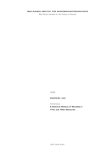 A Cultural History Of Heredity Hansjorg Rheinberger Peter Mclaughlin
