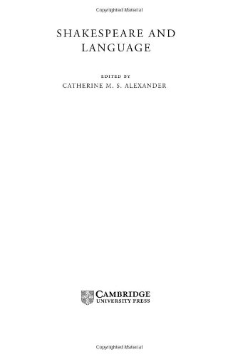 Shakespeare And Language Catherine M S Alexander