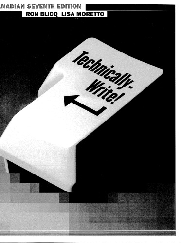 Technicallywrite Canadian Seventh Edition Ronald S Blicq Lisa A Moretto