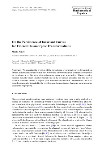 Communications In Mathematical Physics Volume 289 M Aizenman Chief Editor