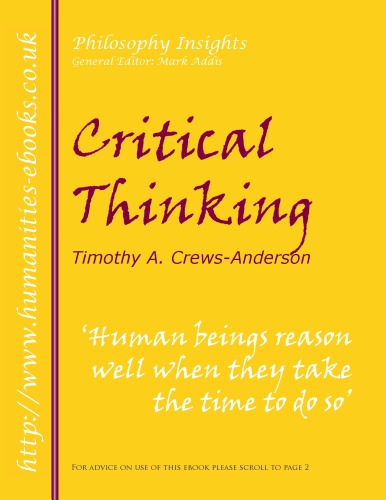 Critical Thinking And Informal Logic Timothy A Crewsanderson