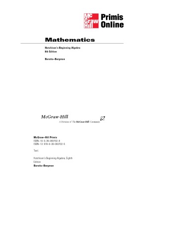 Hutchisons Beginning Algebra 8th Edition Stefan Baratto Barry Bergman