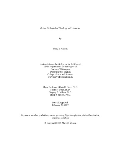 Gothic Cathedral As Theology And Literature Phd Dissertation Wilson