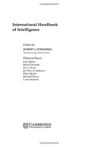 International Handbook Of Intelligence 1st Edition Robert J Sternberg
