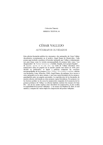 Cesar Vallejo Autografos Olvidados Textos B Juan Flo Stephen M Hart