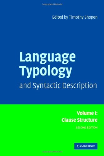Language Typology And Syntactic Description Volume I Clause Structure 2nd Edition Timothy Shopen Editor