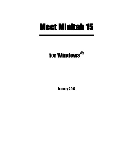 Meet Minitab 15 Minitab Inc 2007