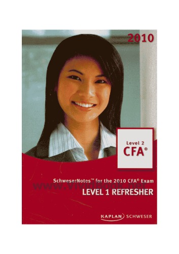 Schwesernotes For The 2010 Cfa Exam Level 2 Level 1 Refresher Kaplan Schweser