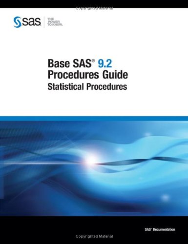 Base Sas 92 Procedures Guide Statistical Procedures Sas Publishing