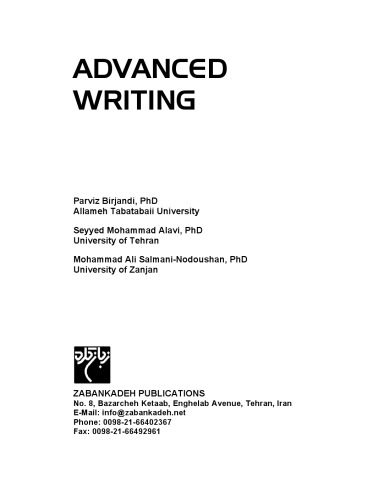 Advanced Writing Parviz Birjandi Phd Seyyed Mohammad Alavi Phd