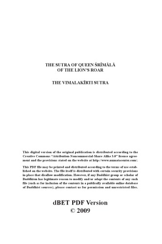 The Sutra Of Queen Srimala Of The Lions Roar And The Vimalakirti Sutra Diana Y Paul Tranlater And John R Mcrae Translater