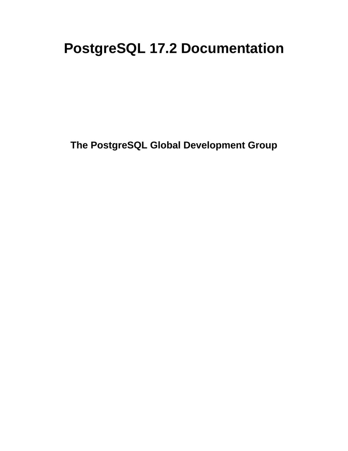 Postgresql 172 Documentation 172 The Postgresql Global Development Group
