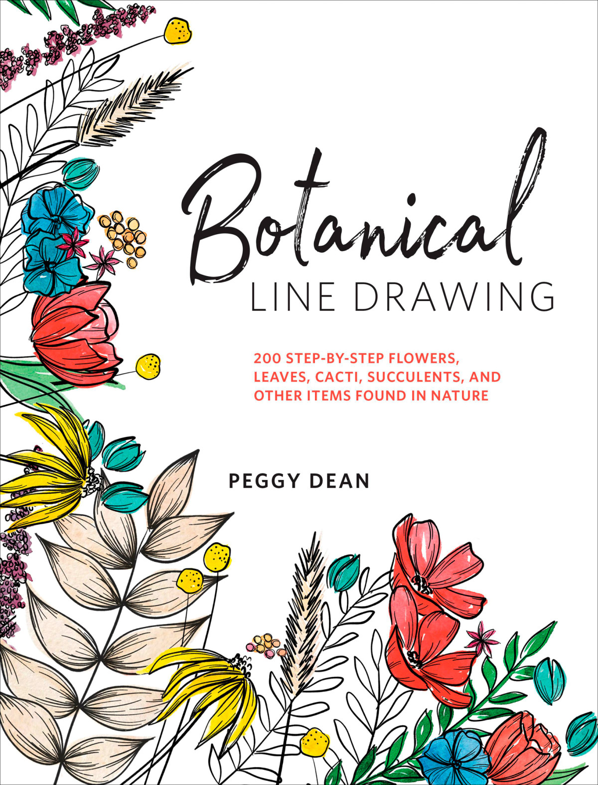 Botanical Line Drawing 200 Stepbystep Flowers Leaves Cacti Succulents And Other Items Found In Nature Peggy Dean