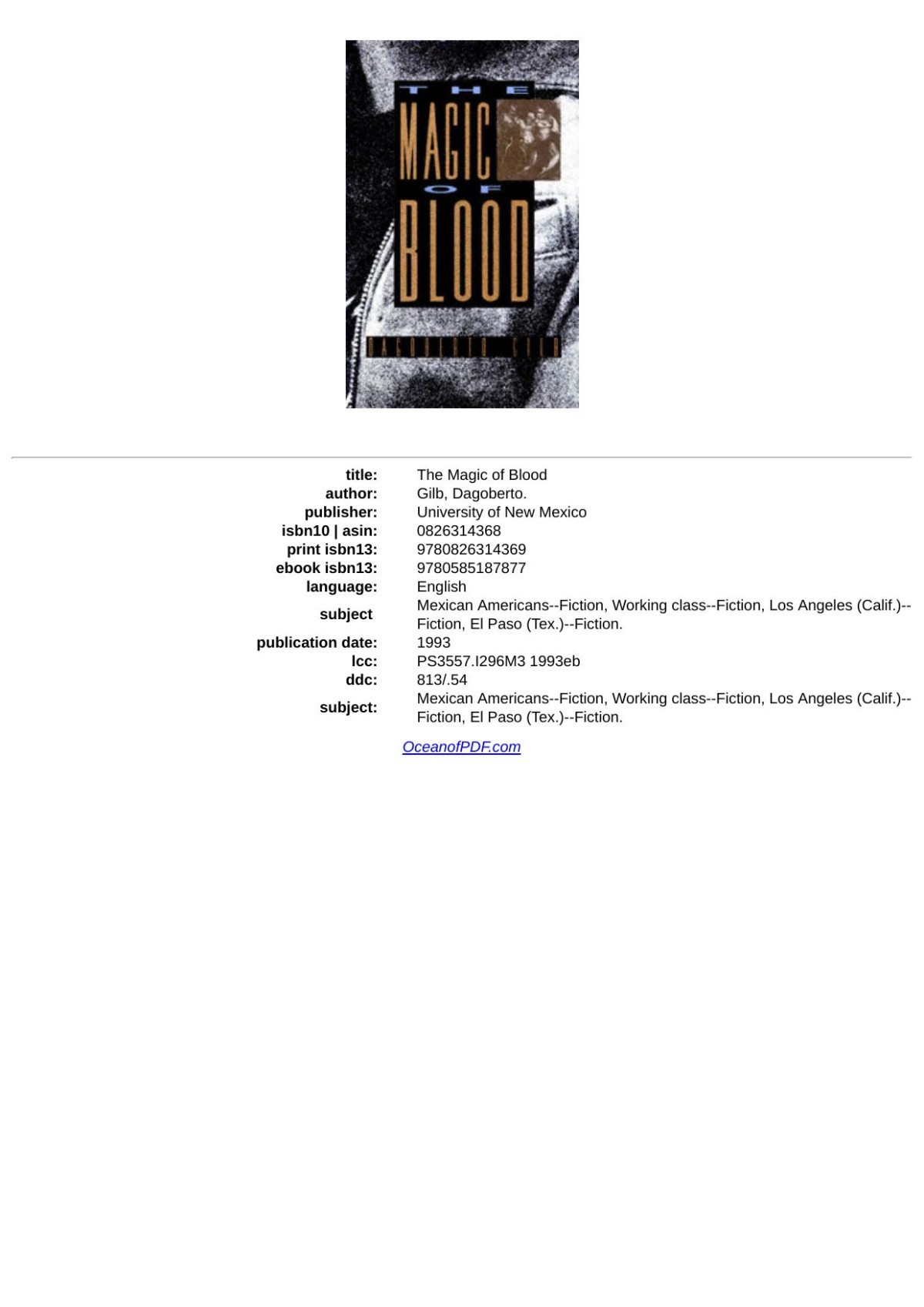 The Magic Of Blood Dagoberto Gilb