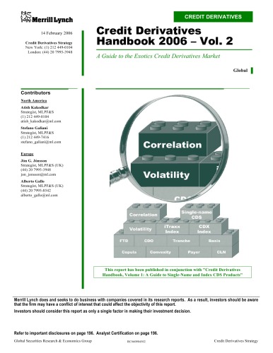 Credit Derivatives Handbook Volume 2 Merrill Lynch