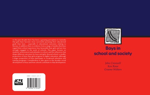 Boys In School And Society Cresswell John Rowe Ken Withers