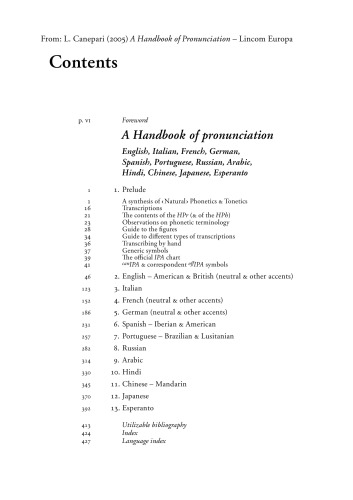 A Handbook Of Pronunciation English Italian French German Spanish Portuguese Russian Arabic Hindi Chinese Japanese Esperanto Luciano Canepari