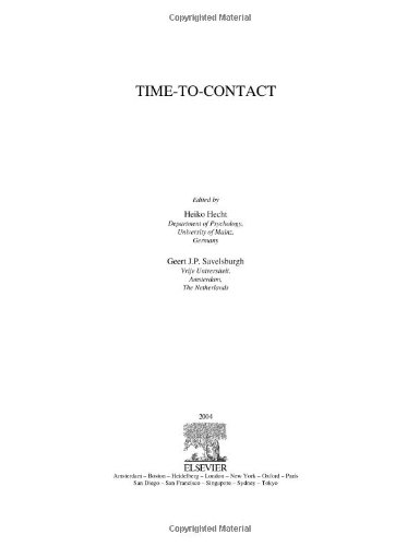Timetocontact 1st Edition Heiko Hecht And Geert Jp Savelsburgh Eds