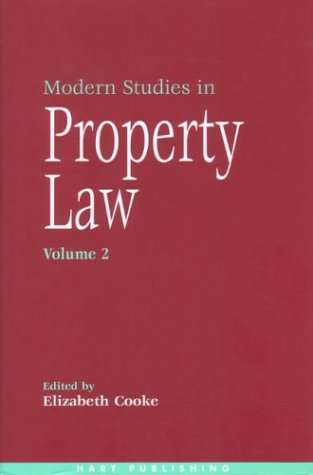 Modern Studies In Property Law Elizabeth Cooke