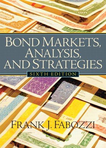 Bond Markets Analysis And Strategies 6th Edition Frank J Fabozzi