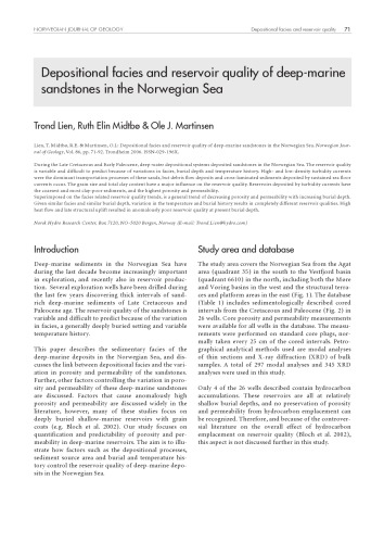 Depositional Facies And Reservoir Quality Of Deepmarine Sandstones In The Norwegian Sea Trond Lien