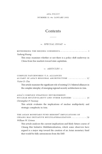 Asia Policy Journal No 11 January 2011 National Bureau Of Asian Research