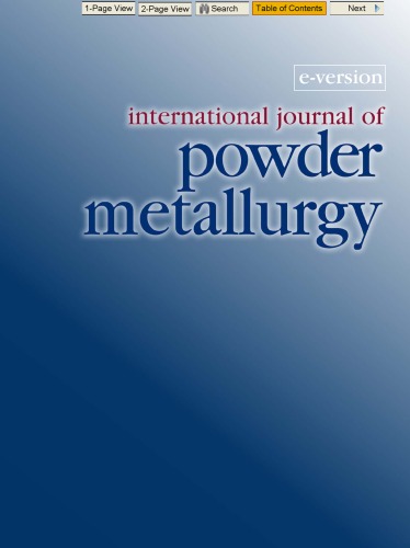 International Journal Of Powder Metallurgy Volume 46 Issue 3 Alan Lawley