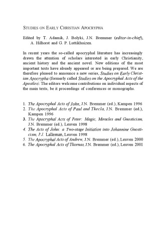The Apocryphal Acts Of Thomas Studies On Early Christian Apocrypha Jn Bremmer