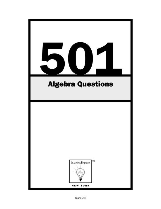 501 Algebra Questions 1st William Recco