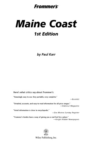 Frommers Maine Coast 2005 Frommers Complete Paul Karr