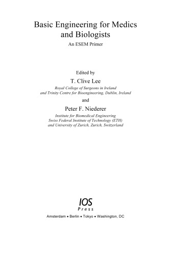 Basic Engineering For Medics And Biologists Studies In Health Technology And Informatics Tc Lee