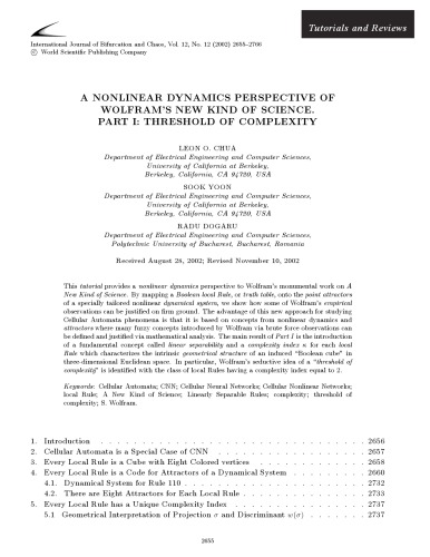 A Nonlinear Dynamics Perspective Of Wolframs New Kind Of Science Part I Threshold Of Complexity Leon O Chua