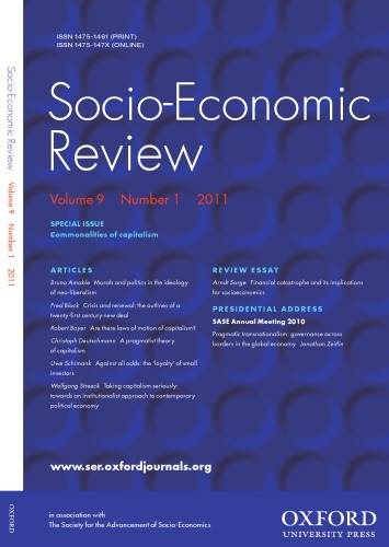 Socioeconomic Review Special Issue On Commonalities Of Capitalism January 2011 Wolfgang Streeck
