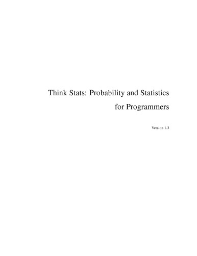 Think Stats Probability And Statistics For Programmers Allen B Downey