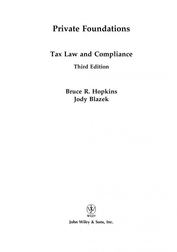 Private Foundations Tax Law And Compliance 3rd Edition Bruce R Hopkins