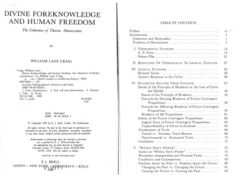 Divine Foreknowledge And Human Freedom The Coherence Of Theism Omniscience William Lane Craig