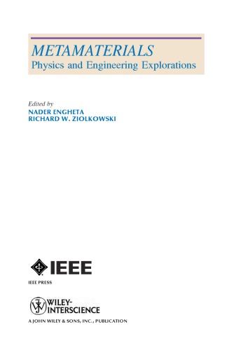 Metamaterials Physics And Engineering Explorations Nader Engheta
