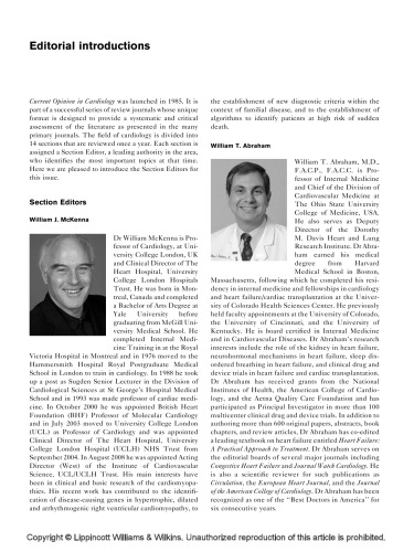 Current Opinion In Cardiology May 2009 William J Mckenna William T Abraham